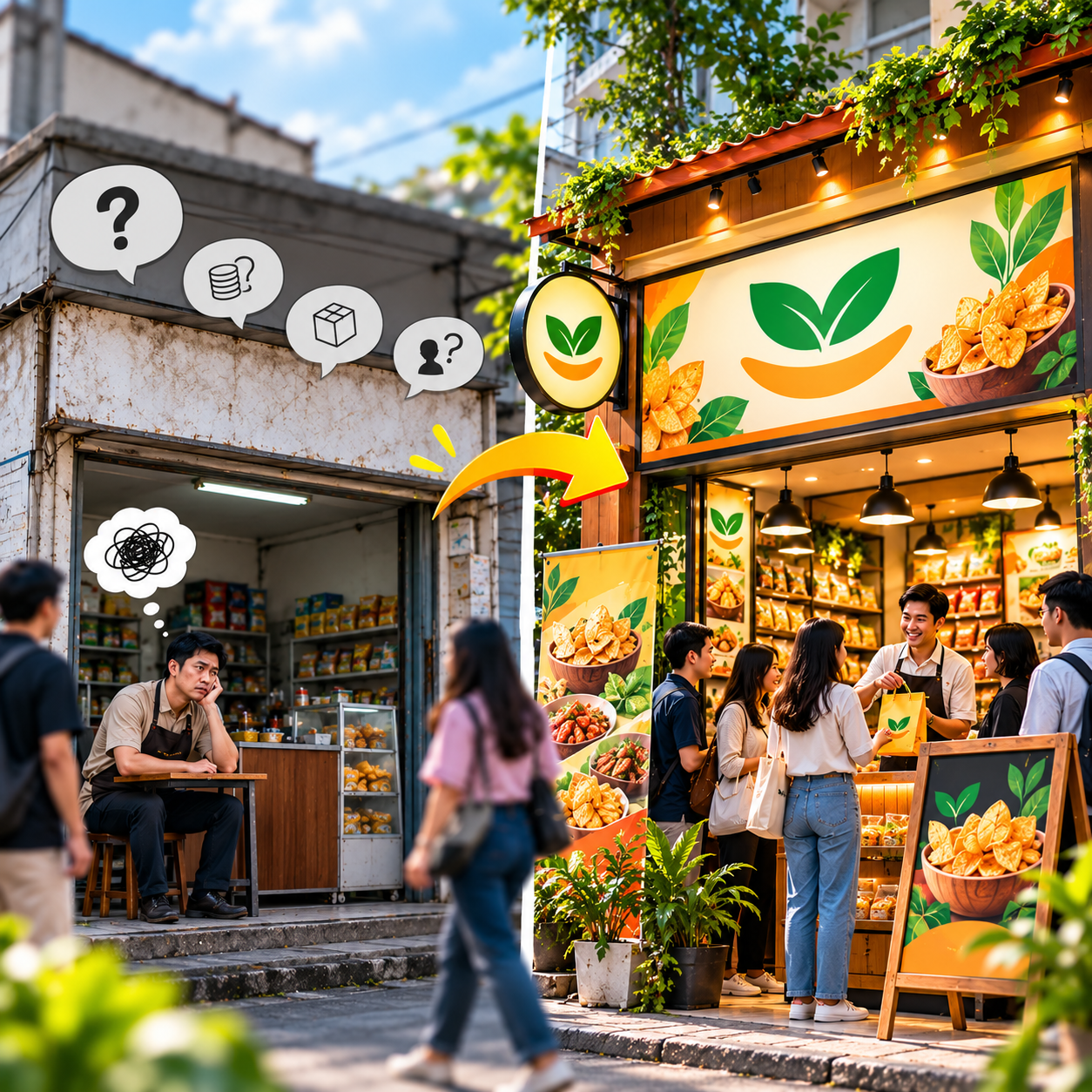Business owner discussing promotional plans